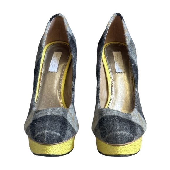 Rachel Zoe Keegan Gray Plaid Funky Stiletto Pumps Size 5.5 - Picture 3 of 11